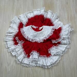 Vintage Lid'l Dolly's Red Ruffle Circle Frilly Southern Belle Pageant Dress 18M